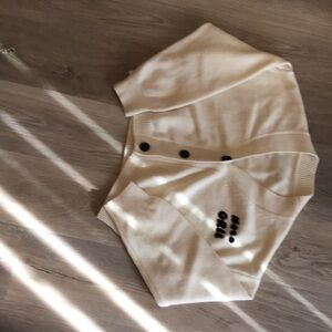 New cashmere cream white cardigan crop sweater
